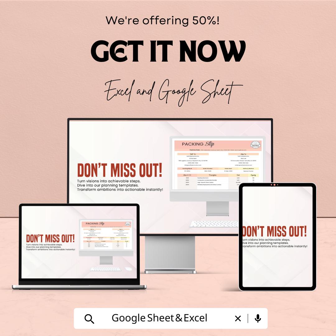 Packing Slip Sheet | Printable Packing Slip Template | Excel & Google Sheet | Editable Packing Slip Form | Business Shipping Tracker