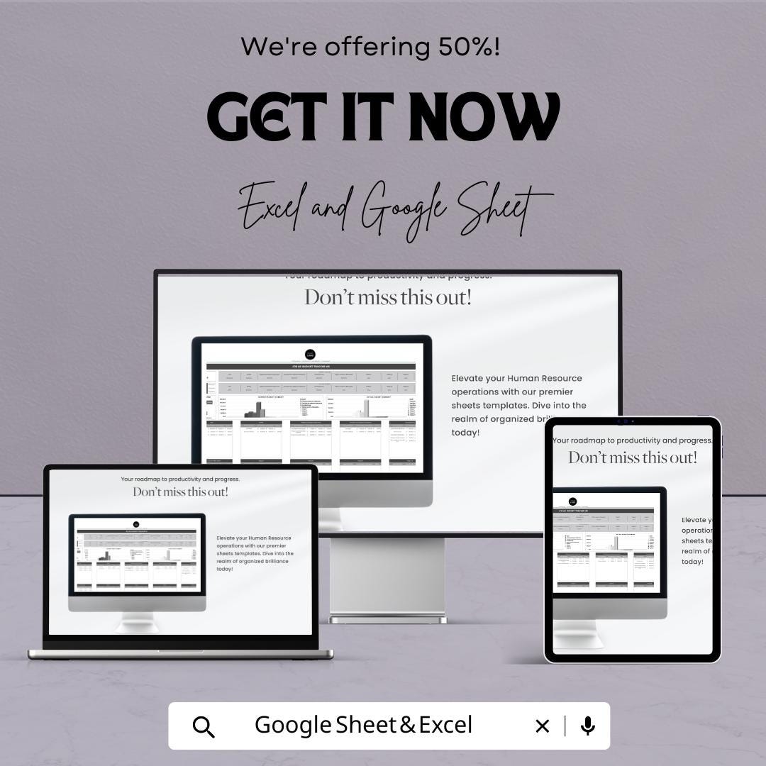 Job Ad Budget Tracker HR Sheet - Excel & Google Sheet Template for HR Professionals | Budget Management | Recruitment Expense Tracker