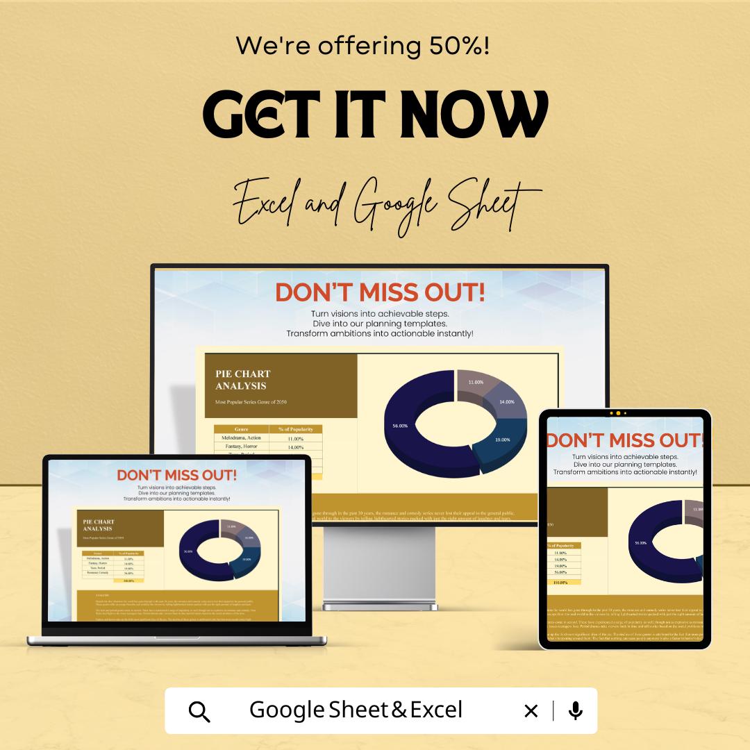 Pie Chart Analysis Sheet | Editable Excel and Google Sheets Template | Data Visualization & Business Dashboard Tool