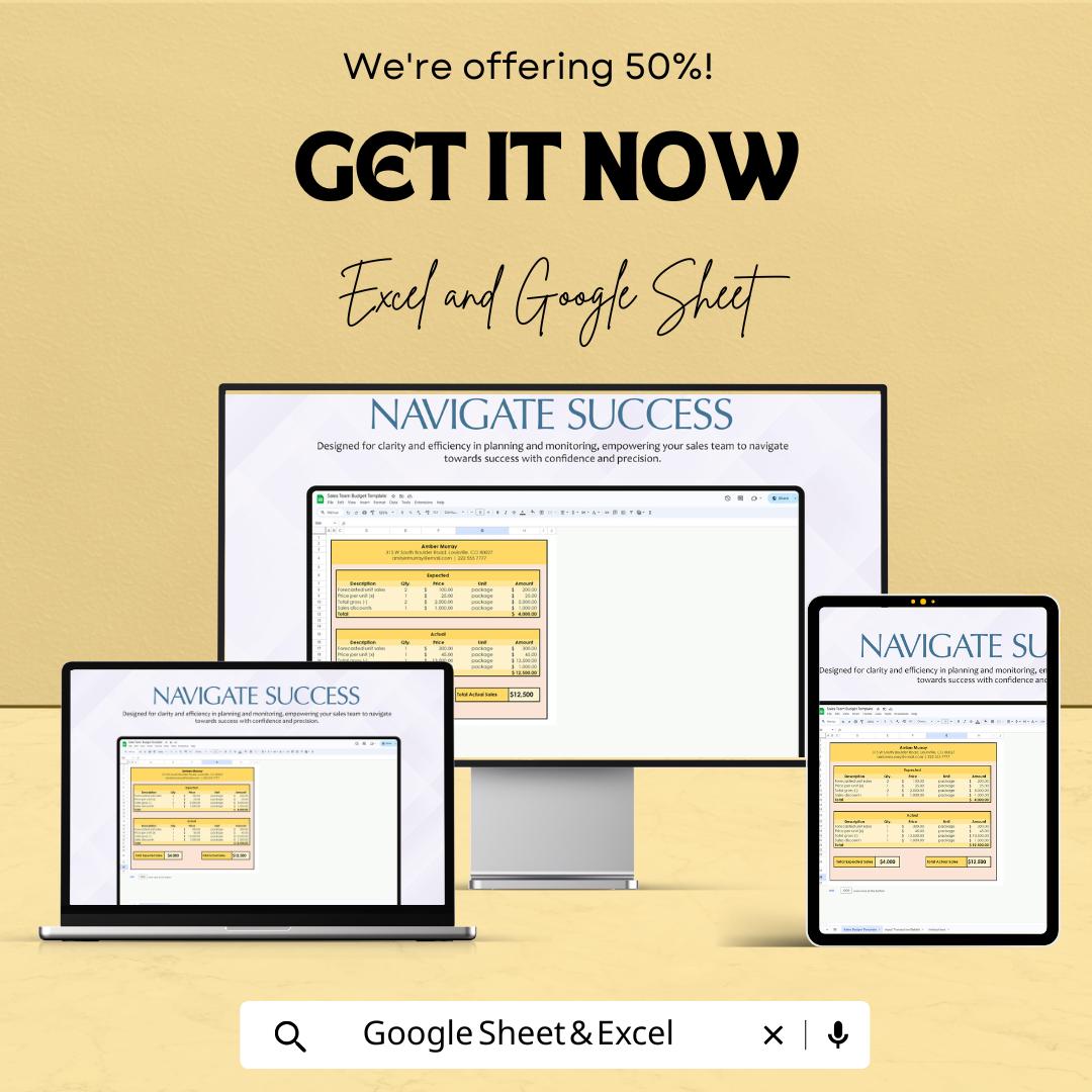 Sales Team Budget Sheet | Excel and Google Sheet | Sales Expense Forecast Template | Business Budget Tracker | Sales Planner Tool