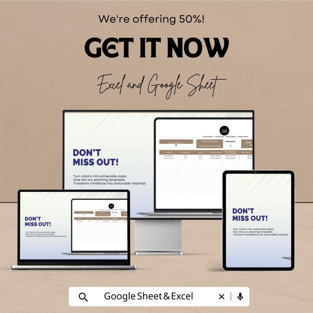 Job Pricing & Market Salary Analyzer HR Sheet | Excel and Google Sheets | HR Compensation Tool | Salary Benchmarking | Instant Download