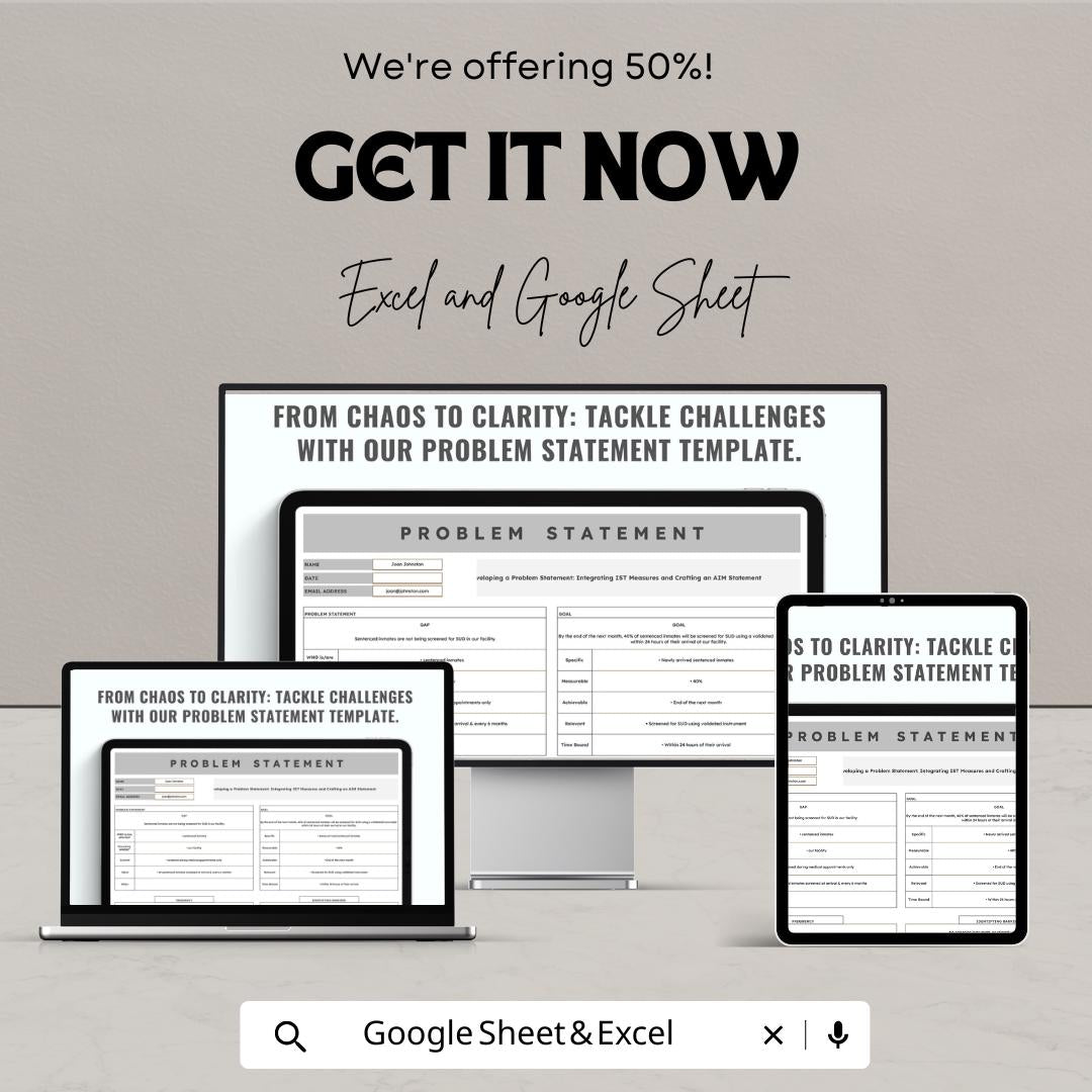 Problem Statement Sheet Template | Google Sheets | Project Planning & Analysis Tool | Editable Download | Business and Academic Use