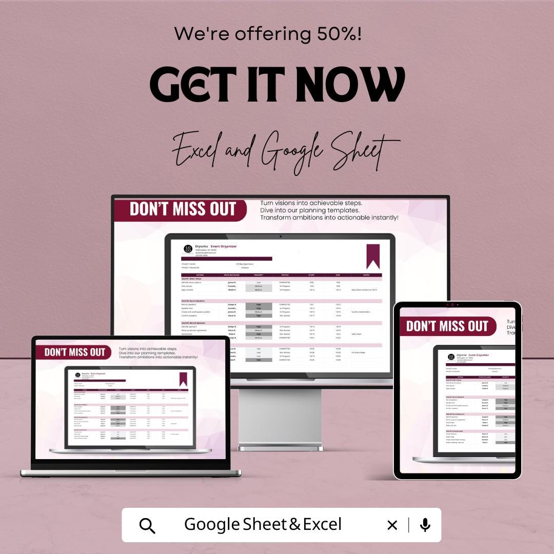 Business Plan Spreadsheet Template | Budget, Financial Planning, and Goal Tracker | Google Sheets & Excel Format