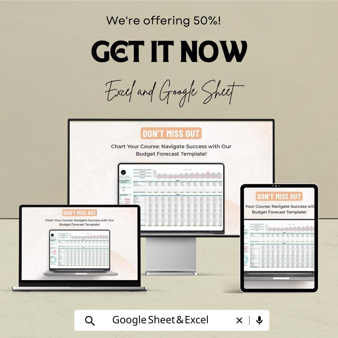 Startup Budget Forecast Spreadsheet | Google Sheets & Excel Template | Business Budget Planner | Expense Tracker | Financial Forecast Tool