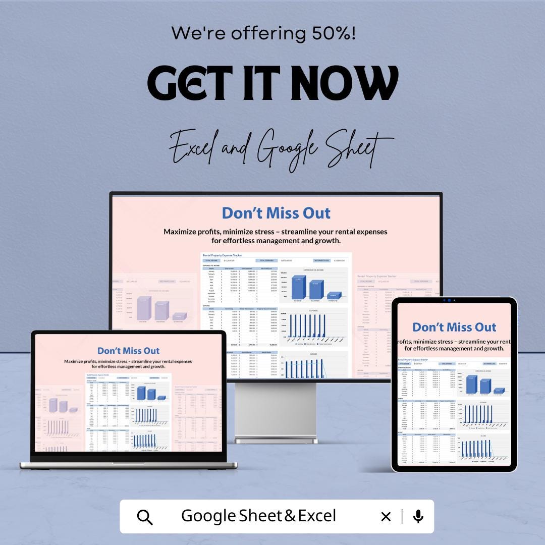 Rental Property Expense Tracker Sheet – Excel and Google Sheet Template to Track Income & Expenses