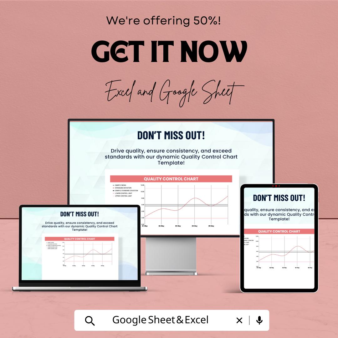 Quality Control Chart Template | Excel & Google Sheets | SPC Data Tracker | Statistical Process Control Sheet | Instant Download