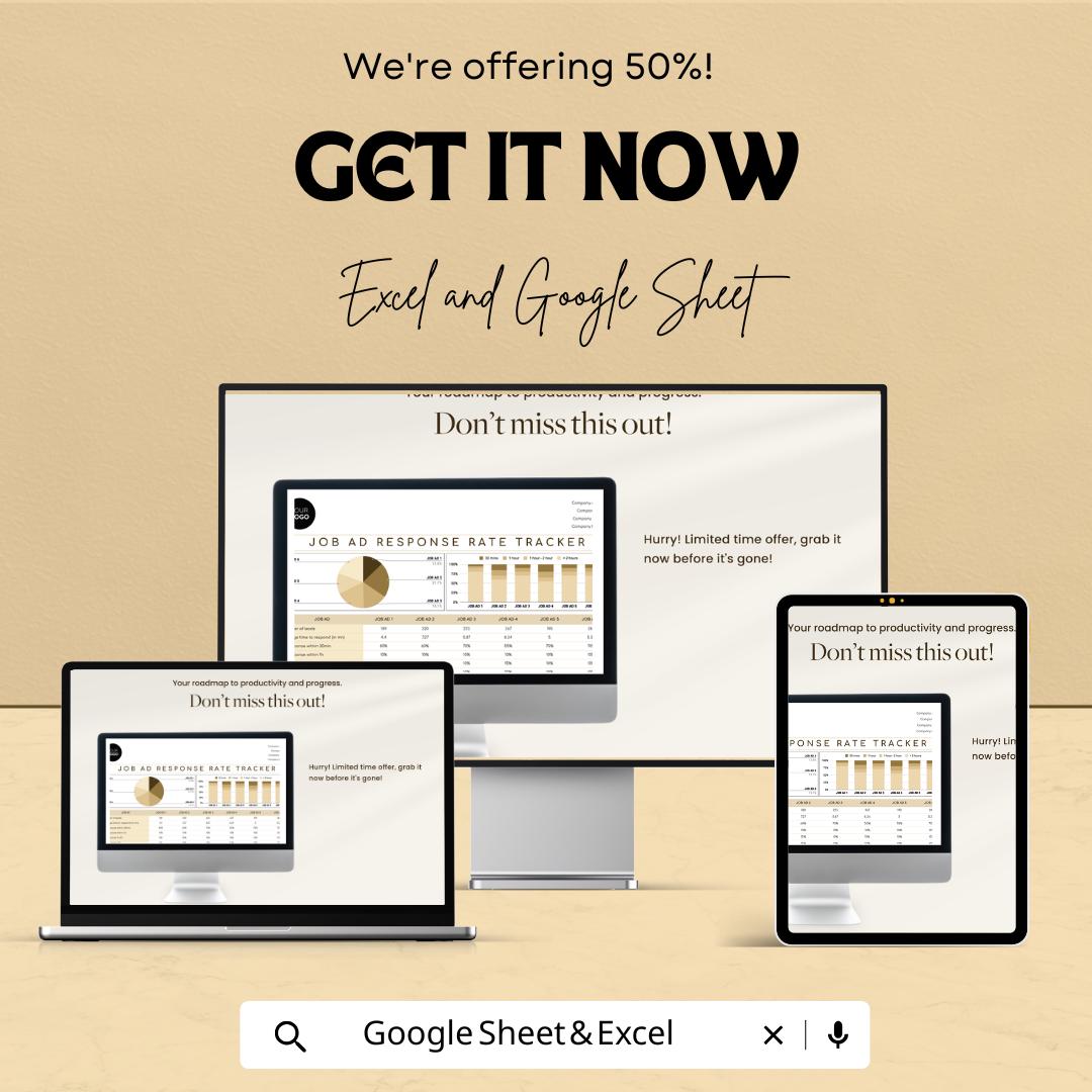 Job Ad Response Rate Tracker HR Sheet | Excel & Google Sheets | Hiring Funnel Analytics | Applicant Response Tracker | HR Dashboard KPI