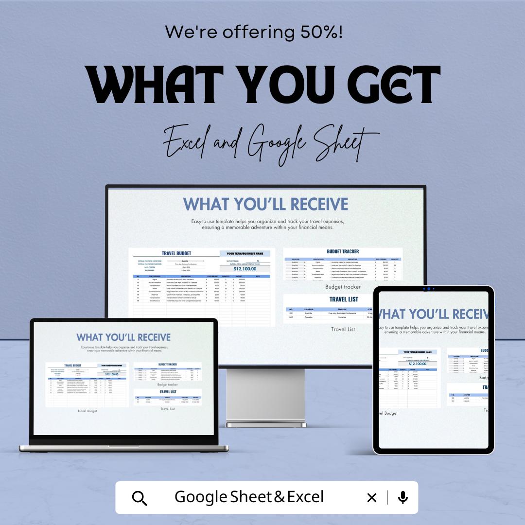Travel Budget Template | Excel & Google Sheets Travel Planner | Vacation Expense Tracker | Trip Budget Spreadsheet