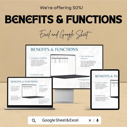 Highway Construction Bid Template | Road Construction Bid Spreadsheet | Contractor Bid Proposal Template |  Construction Estimate