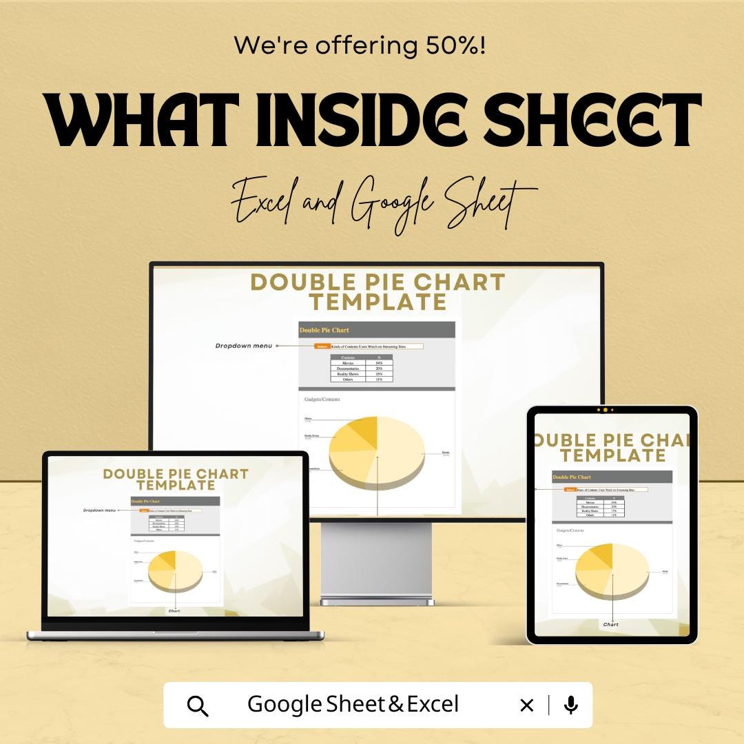 Double Pie Chart Template | Business Data Visualization Dashboard | Comparison Chart Template | Instant Download
