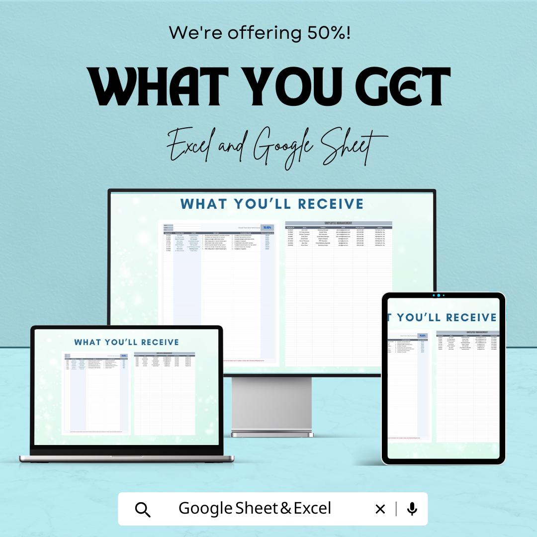 Productivity Workbook Sheet - Track Daily Tasks and Goals | Excel & Google Sheet | Improve Work Efficiency | Daily Performance Tracker