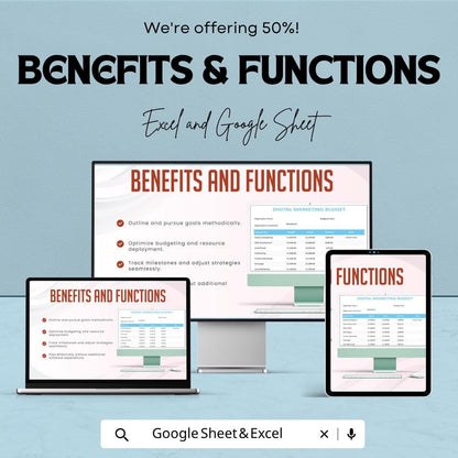 Digital Marketing Budget Template | Marketing Budget Spreadsheet | Small Business Budget Planner | Ad Spend Tracker | Expense Tracking Sheet