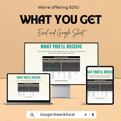 Sales Collateral Usage Report Template | Marketing Material Tracking Tool | Usage Analysis and ROI Report