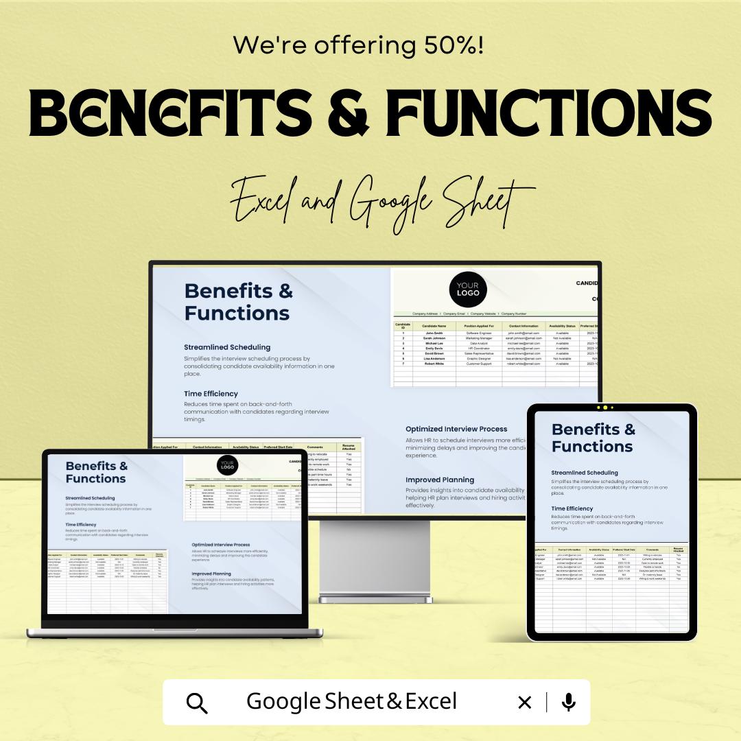 Candidate Availability Compilation HR Sheet | Recruitment Tracker | Excel & Google Sheets Template for Efficient Hiring
