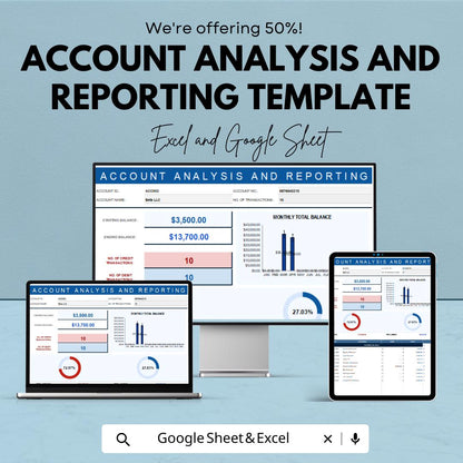 Account Analysis and Reporting Template | Business Finance Tracker | Accounting Report Template