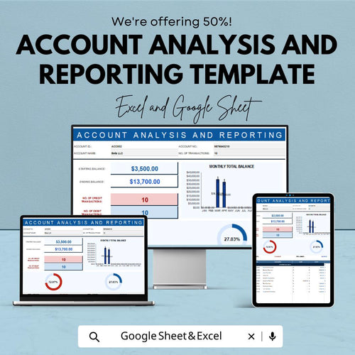 Account Analysis and Reporting Template | Business Finance Tracker | Accounting Report Template
