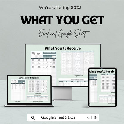 Check Register Ledger Template | Excel and Google Sheets | Check book Tracker | Expense & Payment Log | Financial Register Spreadsheet