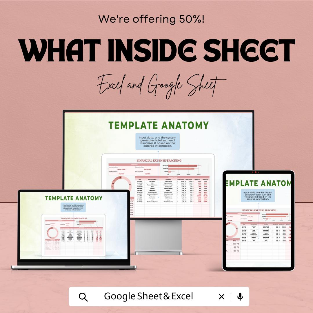 Financial Expense Tracking Template | Expense Tracker Spreadsheet | Budget and Spending Tracker | Excel & Google Sheets