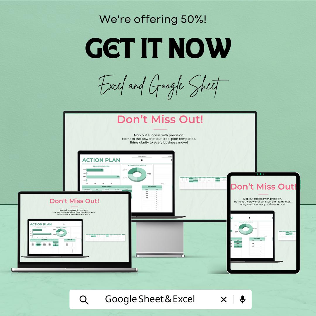 Action Plan Template | Google Sheets & Excel | Project Planning Spreadsheet | Task Management | Goal Planner | Business Project Tracker
