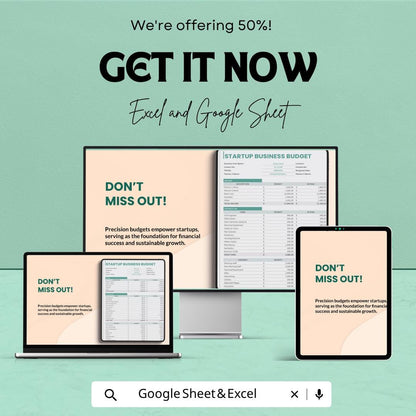 Startup Business Budget Template | Business Budget Spreadsheet | Startup Expense Tracker | Excel & Google Sheets | Financial Planning Sheet