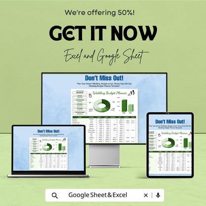 Wedding Budget Planner Template | Wedding Expense Tracker Spreadsheet | Excel & Google Sheets | Bridal Budget Organizer | Wedding Finance