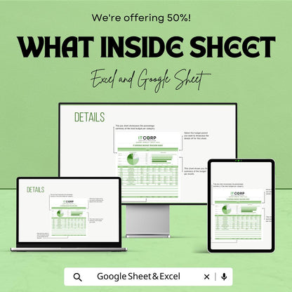 IT Expense Budget Tracker Sheet Template | IT Budget Spreadsheet | Excel and Google Sheets | Monthly IT Cost & Expense Tracker
