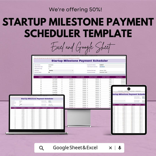 Startup Milestone Payment Scheduler Template | Startup Payment Tracker | Milestone Budget Planner | Business Payment Schedule