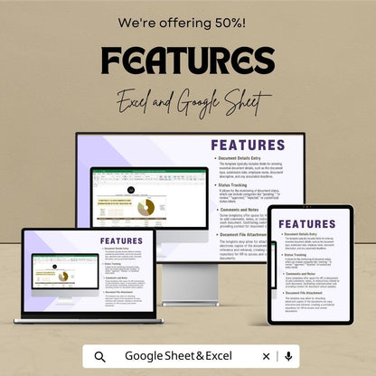 Contract & Document Submission Status Tracker HR Template | Excel and Google Sheets | HR Document Tracking System