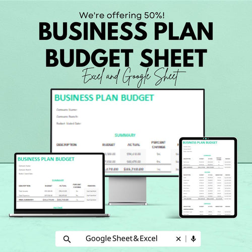 Business Plan Budget Sheet | Google Sheet | Budget Planner Template for Businesses | Track Income & Expenses | Business Planning Tool
