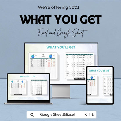 Task Assignment Tracker Template Excel | Team Task Manager Spreadsheet | Project Task Tracker with Gantt Chart | Google Sheets Planner