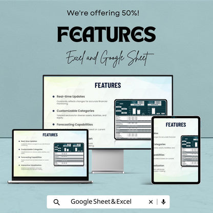 Finance Dynamic Balance Sheet Template | Financial Statement Spreadsheet | Assets & Liabilities Tracker | Business Finance Tool