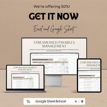 Accounts Payable Ledger Sheet | Excel & Google Sheet | Track Vendor Payments