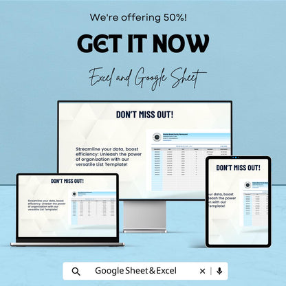 List Template - Excel and Google Sheets | Customizable Checklist & Data Organizer