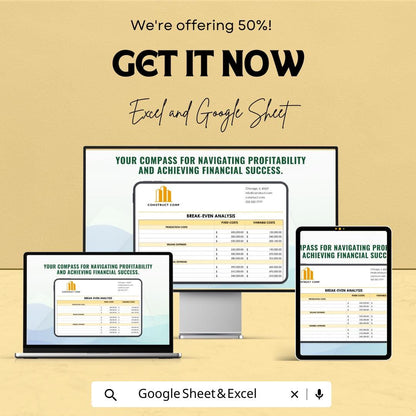 Break-Even Analysis Template | Excel & Google Sheets | Financial Planning and Profitability Tool