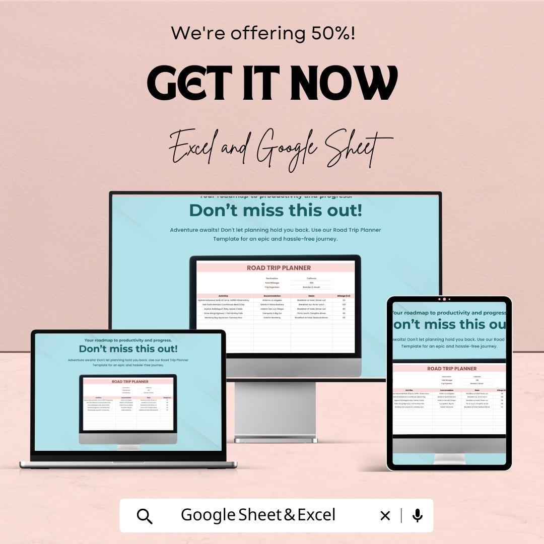 Road Trip Planner Sheet | Travel Itinerary Template | Google Sheet for Efficient Trip Planning | Customizable Travel Planning Template