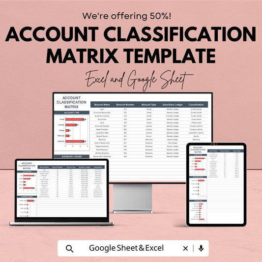 Account Classification Matrix Template | Chart of Accounts Organizer | Accounting Spreadsheet | Finance Template | COA Tracker