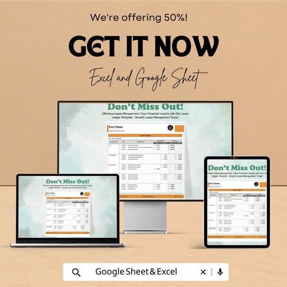 Lease Ledger Template Excel Google Sheets | Rent Payment Tracker | Lease Management Spreadsheet | Rental Ledger Template | Property Manageme