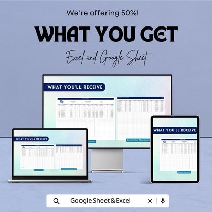 Stock Control Template Excel & Google Sheets | Inventory Management Spreadsheet | Stock Tracker for Small Business | Product Inventory Log