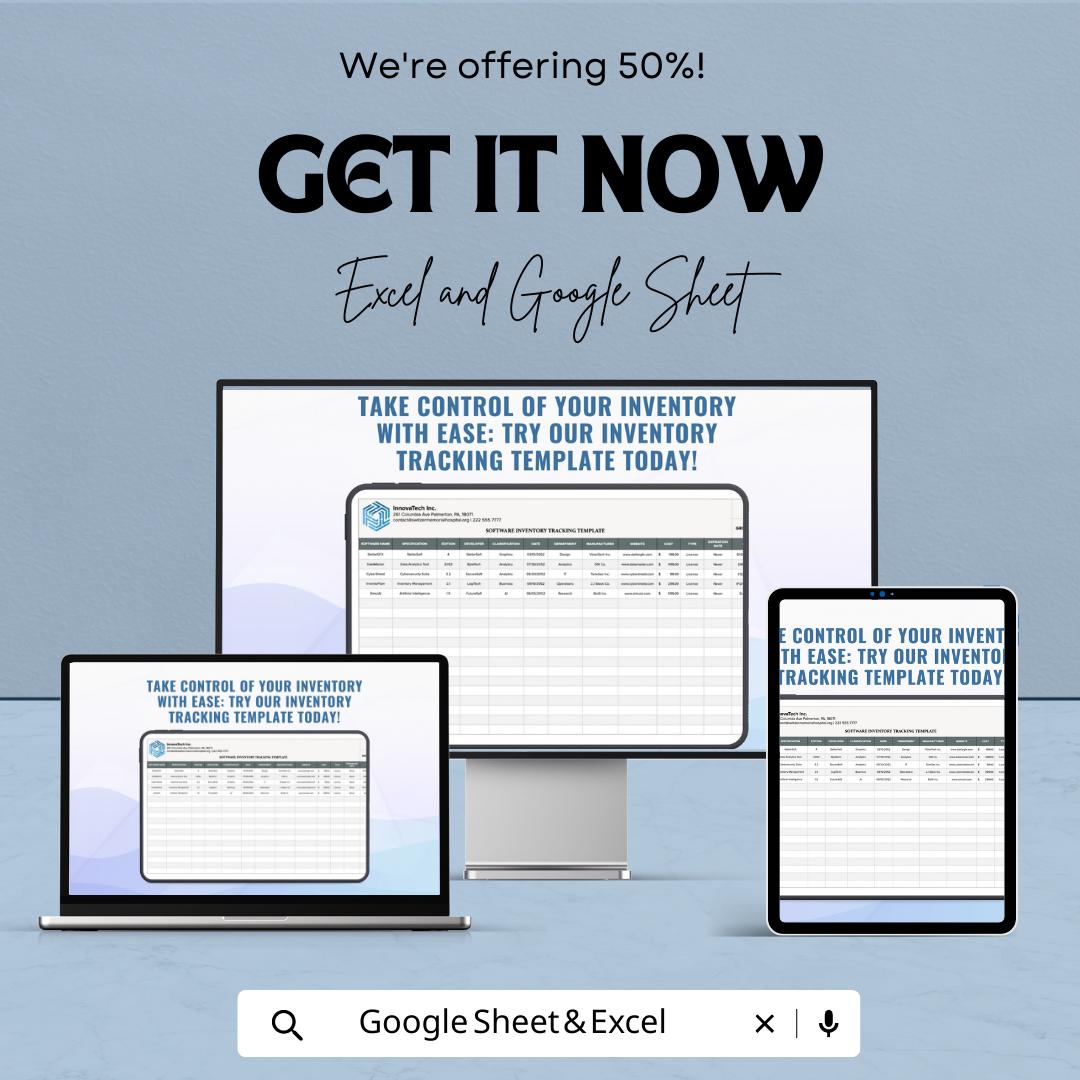 Inventory Tracking Template Excel, Stock Management Spreadsheet, Software Inventory Tracker, Product Log Sheet, Google Sheets Inventory