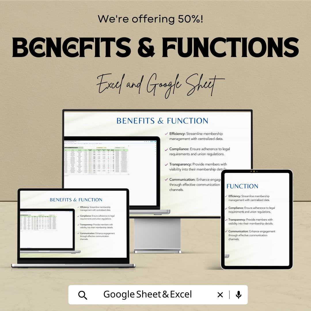 Union Membership Database, Employee Union Tracker, HR Membership Spreadsheet, Labor Union Log, Member Management Template,