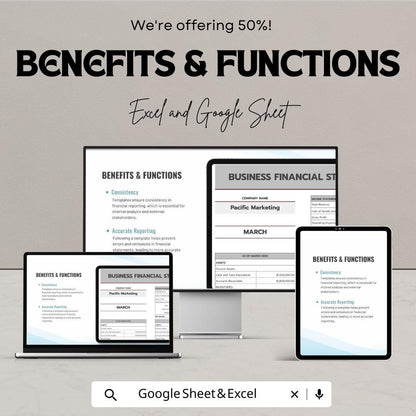 Business Financial Statement Template | Income Statement Balance Sheet Template | Small Business Finance Spreadsheet