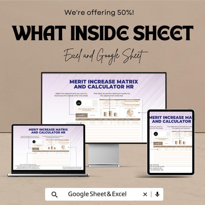 Merit Increase Matrix and Calculator HR Sheet | Employee Salary Adjustment Template | Excel & Google Sheet | HR Salary Increase Tracker