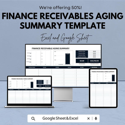 Accounts Receivable Aging Template | Receivables Tracker Spreadsheet | AR Aging Report Template | Invoice Aging Summary Sheet