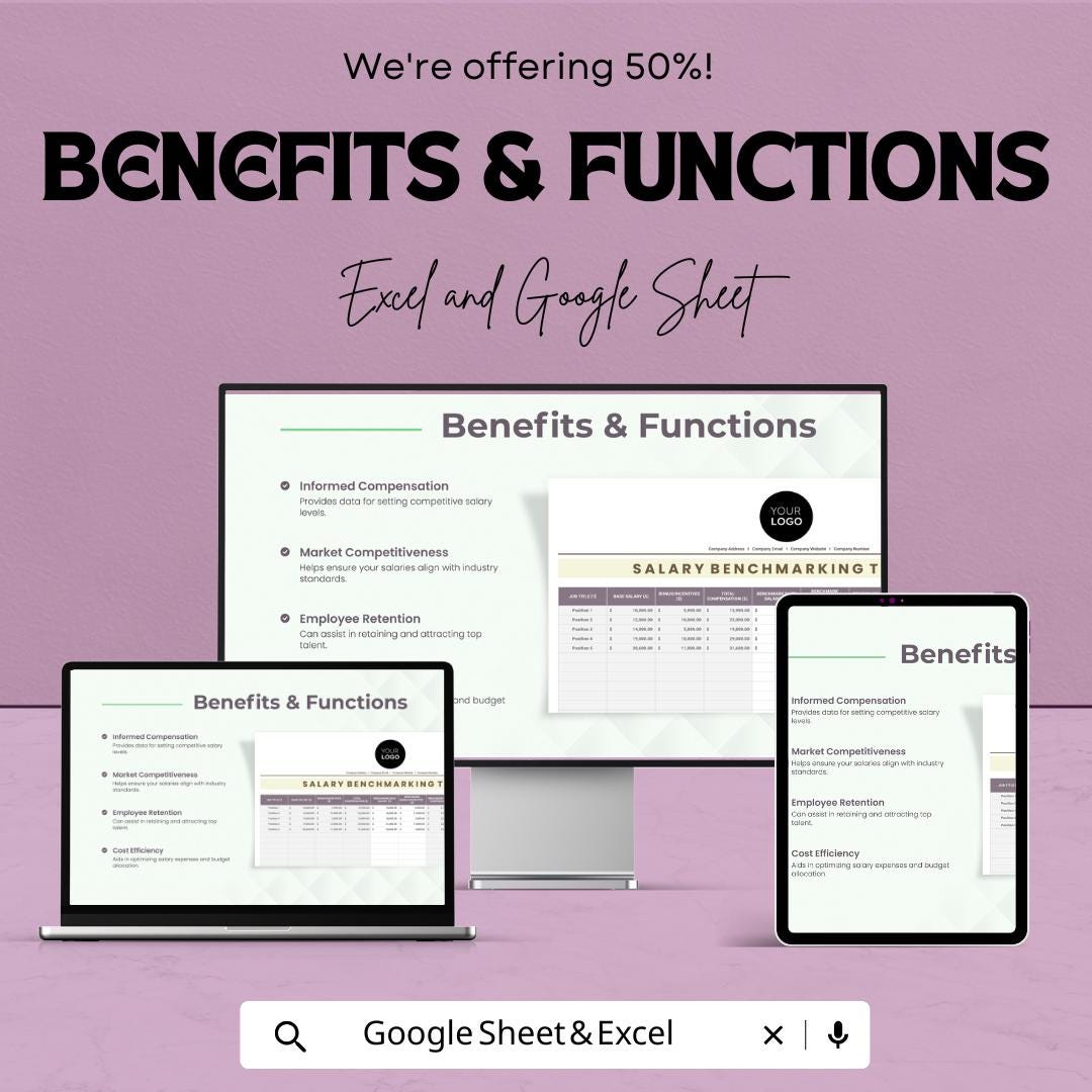 Salary Benchmarking Tool HR Template | Compensation Analysis Spreadsheet | HR Salary Comparison | Excel & Google Sheets