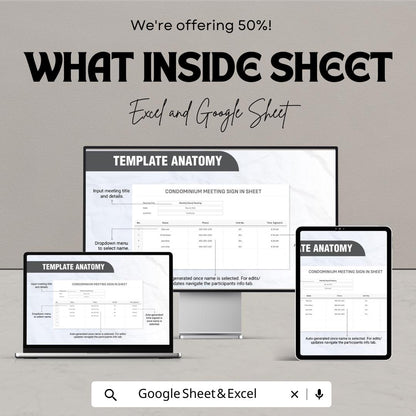 Condominium Meeting Sign In Sheet Template | GCondo Board Attendance Log | HOA Meeting Sign In Form