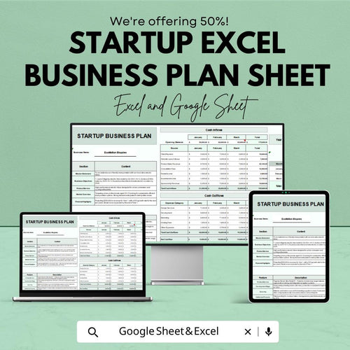 Startup Business Plan Sheet | Google Sheets | Financial Planning & Strategy Template for Entrepreneurs | Cash Flow and Expense Tracker