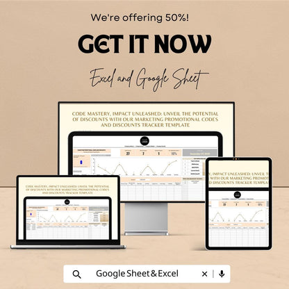 Marketing Promotional Codes and Discounts Tracker Template | Promo Code Usage Log | Marketing Discount Tracker