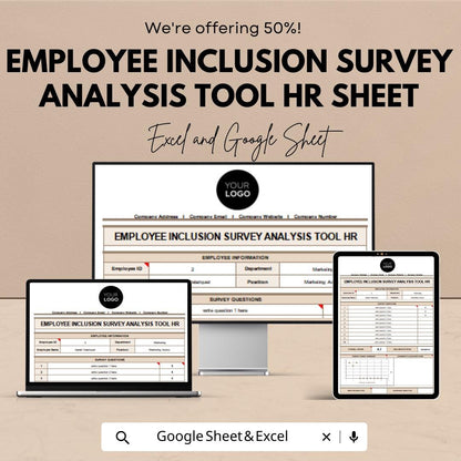 Employee Inclusion Survey Analysis Tool HR | Google Sheet Template | Track Employee Feedback & Diversity | HR Tool for Employee Inclusion