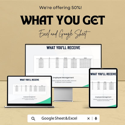 Work Schedule Template Excel Google Sheets | Employee Shift Schedule Planner | Staff Roster Spreadsheet | Weekly Work Schedule Template