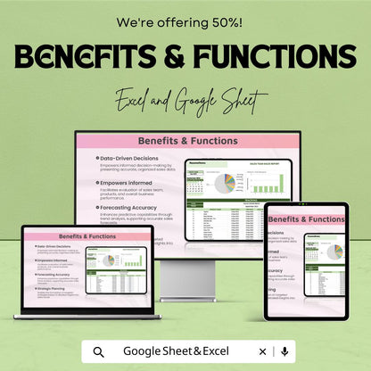 Sales Report Template | Sales Team Report Dashboard | Monthly Sales Analysis sheet | Excel and Google Sheets | Sales Performance Tracker